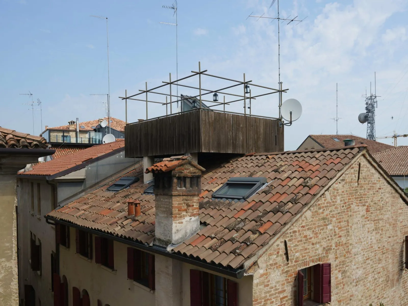 Private terrace overlooking the rooftops of Treviso historic centre from the Suite Room at Ca' Fe